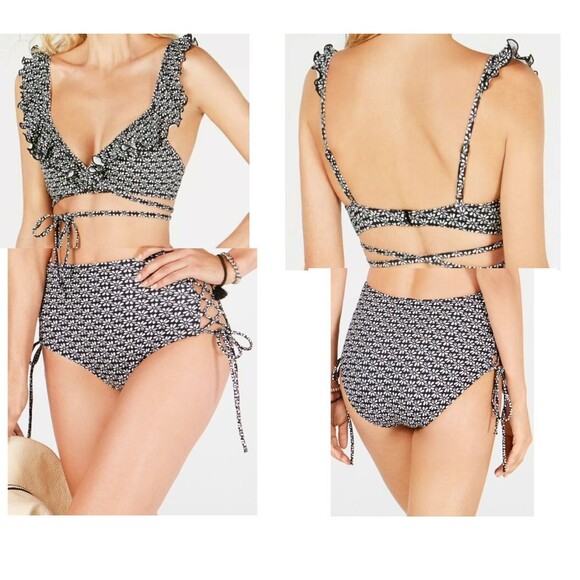 Sundazed Daphne Top 36C Stella High Rise Bottom L Bikini Set Black Daisy  2 PC - Picture 1 of 5